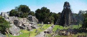Ancient Mayan City Tikal Tikal Plaza And North Acropolis during winter solstice celebrations